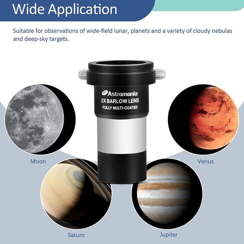 Astromania 1.25 Inch Ultra Wide Angle Eyepiece for Planetary and Deep Space 82 Degree 7mm UWA Eyepiece - Bundle with - 2X Barlow Lens Upgraded 1.25 inch in Saudi Arabia