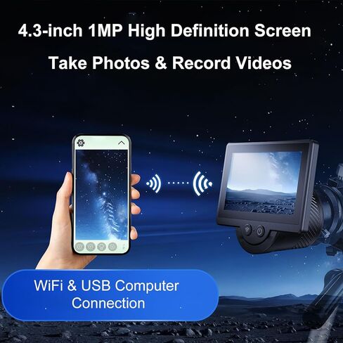 Ciciglow WiFi Digital Eyepiece، كاميرا تلسكوب العدسة محول 4.3 بوصة HD شاشة 1080P التصوير في الوقت الحقيقي مع WiFi للتصوير الفلكي والمراقبة في الهواء الطلق in Saudi Arabia