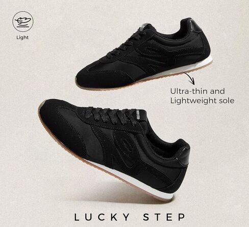 أحذية رياضية نسائية عصرية من LUCKY STEP ونعل رفيع وخفيفة الوزن وخفيفة الوزن أحذية رياضية كاجوال برباط أحذية تنس للمشي in Kuwait