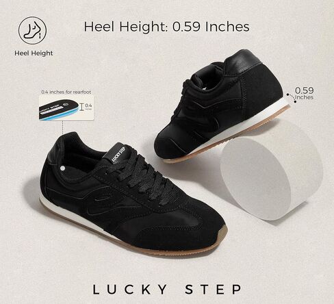 أحذية رياضية نسائية عصرية من LUCKY STEP ونعل رفيع وخفيفة الوزن وخفيفة الوزن أحذية رياضية كاجوال برباط أحذية تنس للمشي in Kuwait