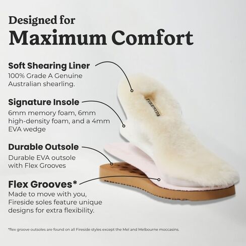 شبشب Dearfoams النسائي من Fireside Greta Australia Shearling حذاء منزلي للاستخدام الداخلي/الخارجي in Saudi Arabia