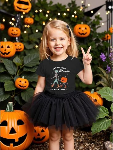 Halloween Shirt Toddler Baby Boy Girl Western Pumpkin Skeleton T-Shirt Kids Spooky Season Creep Skull Tee Tops in Saudi Arabia