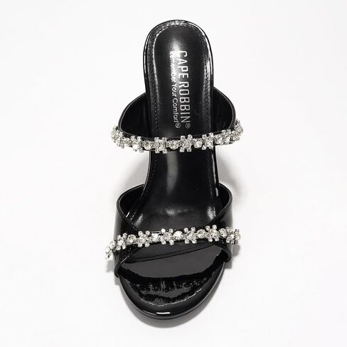 Cape Robbin Women's Rhinestone Mule Heels - Sparkly Slip On Stiletto Heeled Sandals - 4 Inch High Heels Round Toe - Dressy Rhinestone Heels for Women Wedding Bridal Prom (Carie) in Saudi Arabia