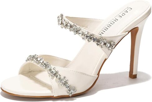Cape Robbin Women's Slip-On Heeled Sandals with Rhinestone - 4 Inch Stiletto Heels Round Toe - Dressy Sexy High Heels for Women - Sparkly Mules Sandals 2025 (Carie) in Saudi Arabia