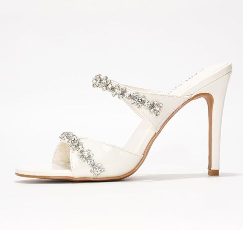 Cape Robbin Women's Slip-On Heeled Sandals with Rhinestone - 4 Inch Stiletto Heels Round Toe - Dressy Sexy High Heels for Women - Sparkly Mules Sandals 2025 (Carie) in Saudi Arabia