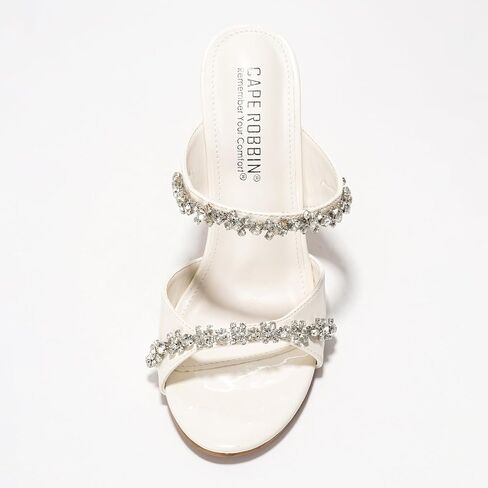 Cape Robbin Women's Slip-On Heeled Sandals with Rhinestone - 4 Inch Stiletto Heels Round Toe - Dressy Sexy High Heels for Women - Sparkly Mules Sandals 2025 (Carie) in Saudi Arabia
