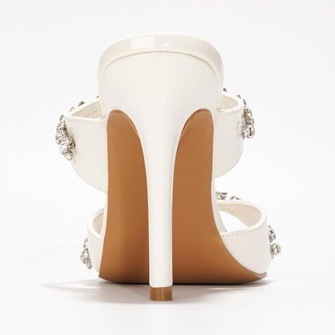 Cape Robbin Women's Slip-On Heeled Sandals with Rhinestone - 4 Inch Stiletto Heels Round Toe - Dressy Sexy High Heels for Women - Sparkly Mules Sandals 2025 (Carie) in Saudi Arabia