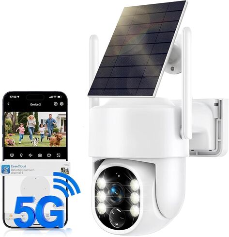 كاميرات خارجية تعمل بالطاقة الشمسية لاسلكية، كاميرا أمان واي فاي 5G لاسلكية في الهواء الطلق لأمن المنزل، مراقبة بزاوية 360 درجة، كشف الإنسان بالذكاء الاصطناعي، رؤية ليلية ملونة، حزمة واحدة in Kuwait