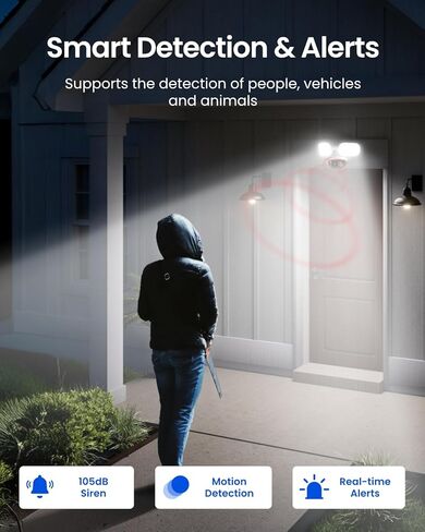 REOLINK Elite Pro Floodlight PoE, 16MP Dual Lens PoE Security Camera with 180° View, 2800 Lumens Lighting, Full Color & Infrared Night Vision, Smart Detection, 24/7 Recording with Motion Track in Saudi Arabia