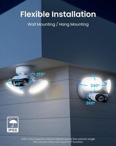REOLINK Elite Pro Floodlight PoE, 16MP Dual Lens PoE Security Camera with 180° View, 2800 Lumens Lighting, Full Color & Infrared Night Vision, Smart Detection, 24/7 Recording with Motion Track in Saudi Arabia