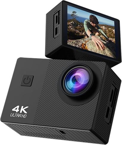 كاميرا أكشن 4K، كاميرا رياضية مقاومة للماء بعرض 170 درجة، وشاشات 2.0 بوصة يمكن ارتداؤها أثناء ركوب الدراجات، والثبات، والبث المباشر in Kuwait