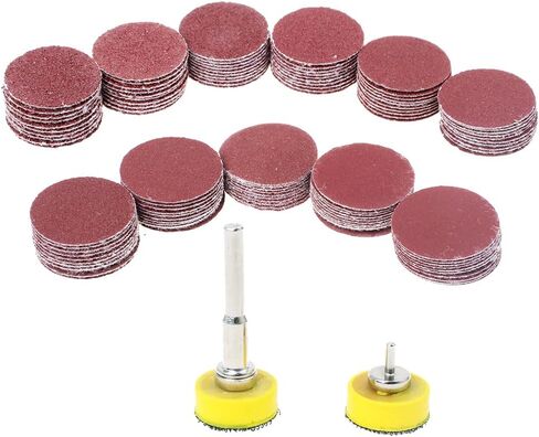 110PCS 1-Inch Sanding Disc Set with Shank & Backing Pads – 40-600 Grit Hook & Loop Abrasive Kit for Wood, Metal, Auto Polishing in Saudi Arabia