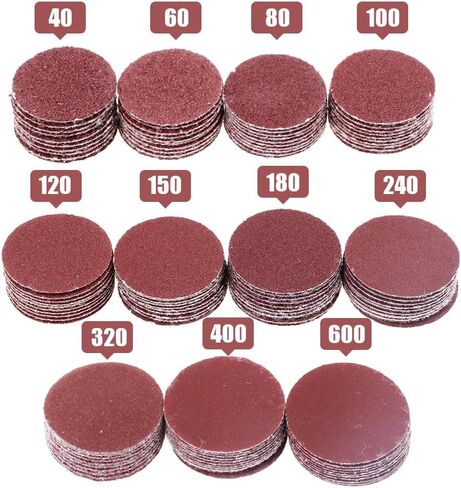 110PCS 1-Inch Sanding Disc Set with Shank & Backing Pads – 40-600 Grit Hook & Loop Abrasive Kit for Wood, Metal, Auto Polishing in Saudi Arabia