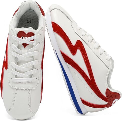 OFG Women's Genuine Leather Fashion Sneakers Classic Retro Gum Sole Shoes Casual Tennis Skate Walking Shoes Footwear Anti Slip Trainers in Saudi Arabia