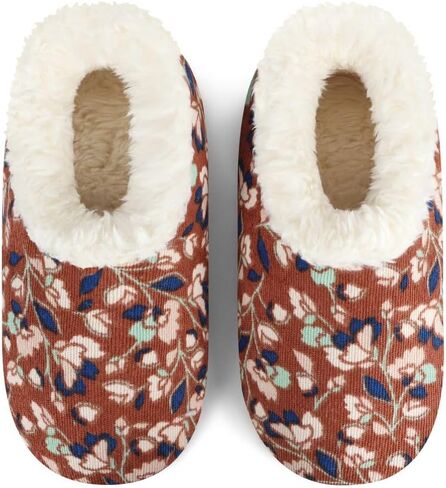 Snoozies Corduroy Slippers for Women with Memory Foam Insole, Sherpa-Lined Slipper Socks for Women Non-Skid in Saudi Arabia