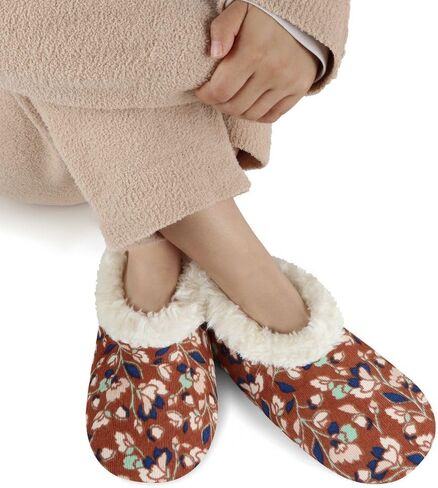 Snoozies Corduroy Slippers for Women with Memory Foam Insole, Sherpa-Lined Slipper Socks for Women Non-Skid in Saudi Arabia