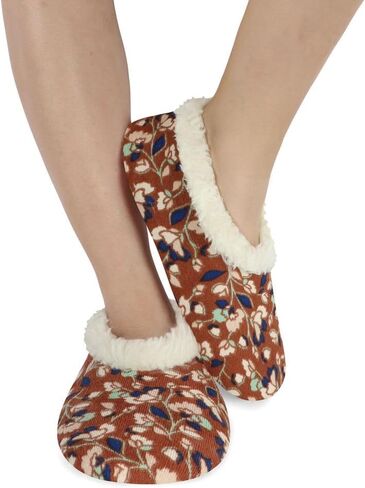 Snoozies Corduroy Slippers for Women with Memory Foam Insole, Sherpa-Lined Slipper Socks for Women Non-Skid in Saudi Arabia