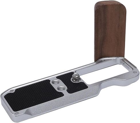 Drfeify Camera L Shape Grip, Aluminum Alloy Wood Handle, Ergonomic Support for X M5 with Arrow Storage Case for Side Photography (Silver) in Saudi Arabia