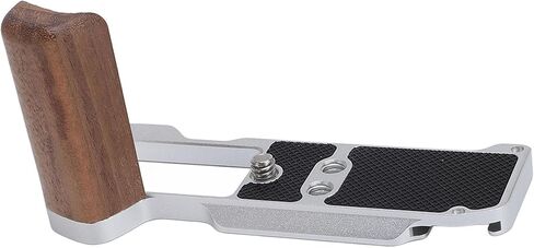 Drfeify Camera L Shape Grip, Aluminum Alloy Wood Handle, Ergonomic Support for X M5 with Arrow Storage Case for Side Photography (Silver) in Saudi Arabia