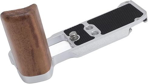 Drfeify Camera L Shape Grip, Aluminum Alloy Wood Handle, Ergonomic Support for X M5 with Arrow Storage Case for Side Photography (Silver) in Saudi Arabia