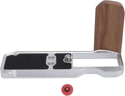 Drfeify Camera L Shape Grip, Aluminum Alloy Wood Handle, Ergonomic Support for X M5 with Arrow Storage Case for Side Photography (Silver) in Saudi Arabia