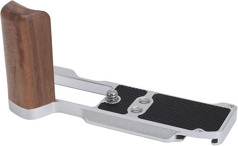 Drfeify Camera L Shape Grip, Aluminum Alloy Wood Handle, Ergonomic Support for X M5 with Arrow Storage Case for Side Photography (Silver) in Saudi Arabia