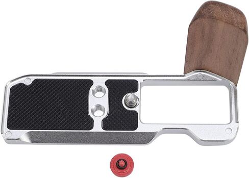 Drfeify Camera L Shape Grip, Aluminum Alloy Wood Handle, Ergonomic Support for X M5 with Arrow Storage Case for Side Photography (Silver) in Saudi Arabia