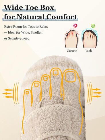 JOINFREE Slippers for Women Men Wide Fit Cozy Indoor House Slipper Socks Non-Slip Thin Rubber Sole Barefoot Slip-on Winter Shoes Adjustable for Diabetic Swollen Edema Feet in Saudi Arabia