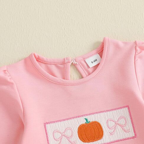 Baby Girl Halloween Outfit Pumpkin Smocked Shirt Plaid Flared Pants | Toddler Baby Girl Halloween Outfit Smocked Pumpkin Long Sleeve Ruffle Sweatshirt Plaid Pants Set 2Pcs Fall Winter Clothes in Saudi Arabia