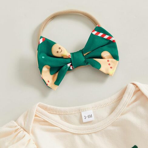 My First Christmas Baby Girl Outfit Newborn Gingerbread/Santa Romper Flare Pants Set Infant Fall Winter Clothes in Saudi Arabia