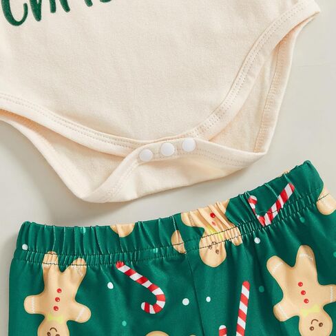 My First Christmas Baby Girl Outfit Newborn Gingerbread/Santa Romper Flare Pants Set Infant Fall Winter Clothes in Saudi Arabia
