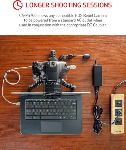مجموعة ملحقات كاميرا الويب Canon EOS للمبتدئين (لكاميرات EOS Rebel مختارة)، متوافقة مع الكمبيوتر المحمول والكمبيوتر الشخصي، البث عالي الدقة، مؤتمرات الفيديو، وإنشاء المحتوى، محول الطاقة المدمج CA-PS700 in Kuwait