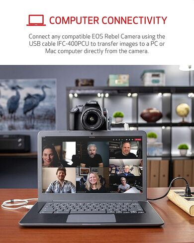 مجموعة ملحقات كاميرا الويب Canon EOS للمبتدئين (لكاميرات EOS Rebel مختارة)، متوافقة مع الكمبيوتر المحمول والكمبيوتر الشخصي، البث عالي الدقة، مؤتمرات الفيديو، وإنشاء المحتوى، محول الطاقة المدمج CA-PS700 in Kuwait