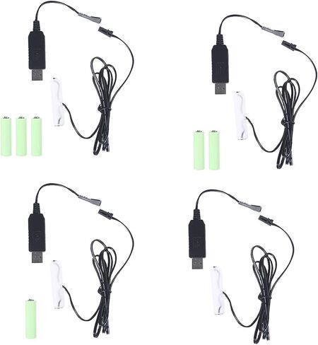 AA إلى 4AA مزيل البطارية USB كابل إمداد الطاقة استبدال 1-4pcs1.5V بطارية AA لعبة كهربائية مصباح يدوي على مدار الساعة in Saudi Arabia