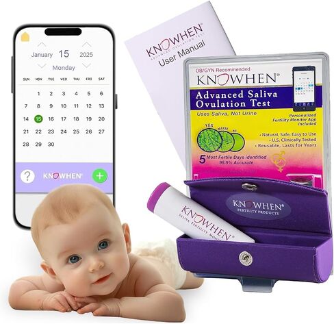 KNOWHEN® Saliva Ovulation Tests Kit – Non-Invasive Ovulation Predictor kit, Unlimited Tests for Fertility Tracking – No Waste, No Urine Mess – Hygienic Ovulation Days Tracker Kit for Family Planning in Saudi Arabia