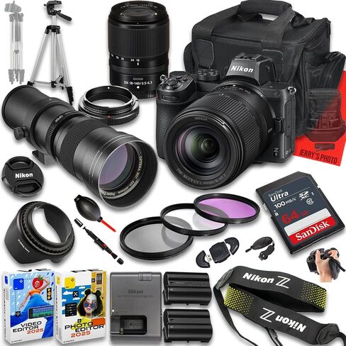 Nikon Z5 Mirrorless Camera with Z DX 18-140mm f/3.5-6.3 VR and 420-800mm f/8 Manual Super HD Telephoto Lens + 128 GB Memory + Extra Battery + Camera Case + More (24pc Bundle) (Renewed) in Saudi Arabia