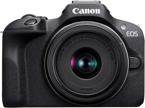 Canon EOS R100 Mirrorless Camera with 18-45mm Lens + 32 GB Memory + Hood + Monopod + Filters + Tripod + More (26pc Bundle) (Renewed) in Saudi Arabia