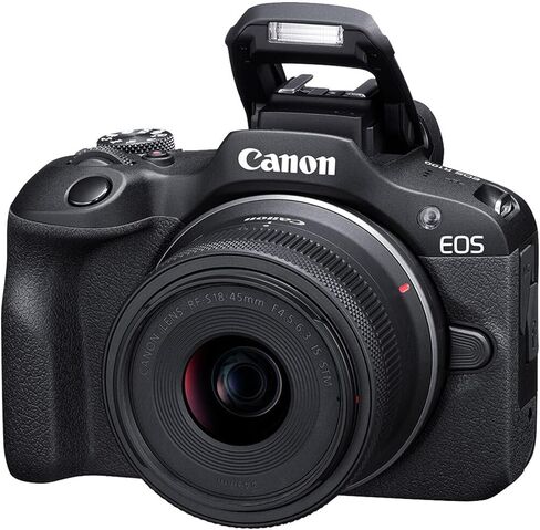 Canon EOS R100 Mirrorless Camera with 18-45mm Lens + 32 GB Memory + Hood + Monopod + Filters + Tripod + More (26pc Bundle) (Renewed) in Saudi Arabia