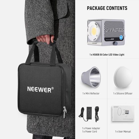 NEEWER Basics SC320 Lite حامل C عالي التحمل من الفولاذ المقاوم للصدأ بنسبة 100% مع ذراع بوم + مصباح فيديو صغير HS60B مع التحكم في التطبيق، حامل إضاءة للتصوير الفوتوغرافي بحد أقصى 10.5 قدم/320 سم in Saudi Arabia
