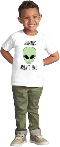 Funny Humans aren't Real Aliens Toddler Baby Graphic T Shirt in Saudi Arabia
