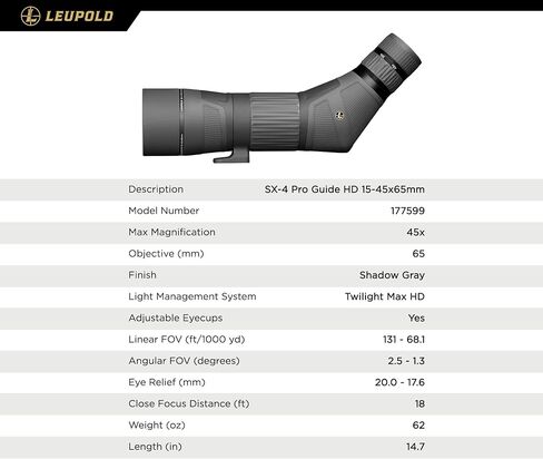 Leupold SX-4 Pro Guide HD 15-45x65mm نطاق الإكتشاف in Kuwait