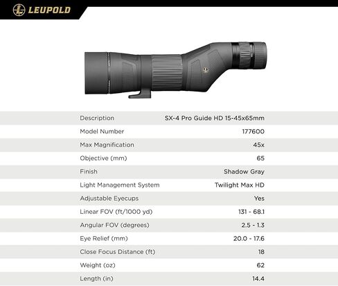 Leupold SX-4 Pro Guide HD 15-45x65mm نطاق الإكتشاف in Kuwait
