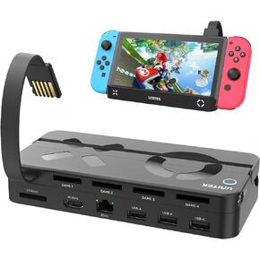 Unitek Switch Dock Station Game Card Reader for Nintendo Switch/Switch OLED Portable Nintendo Switch Docking with 4K HDMI/USB 3.0/USB-C Charging Ports 4 Card Slots Official Switch Dock Replacement
