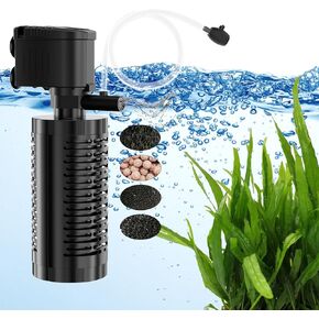 AquaMiracle 4-Stage Fish Tank Filter, Submersible Aquarium Filter Internal Fish Filter for 10-40 Gallon Fish Tanks with Aeration