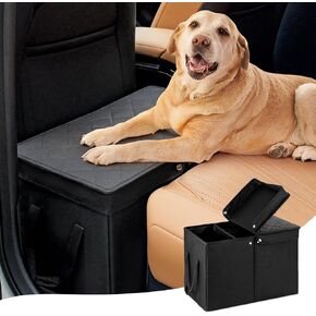 UNICITII Car Seat Extender for Large Dogs, Back Seat Extender for Dogs up to 120 LBS Large Dog Car Seat with Storage Car Organizer Gap Filler for Front or Back Seat (Black)