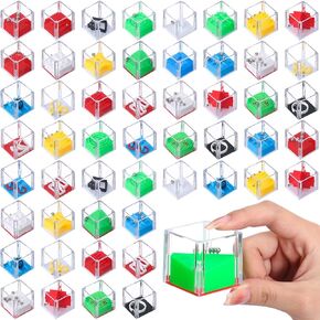Gemscream 72 Pcs Mini Teaser Puzzle Maze Cubes 1.5 Inch 3D Balance Brain Puzzle Cube IQ Party Favor Games for Stocking Stuffers, Goodie Bag Filler, Birthday Party Toys Educational Gift for Kids