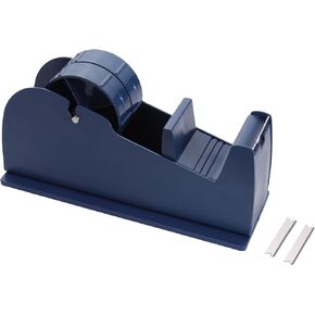 JDS 1 Pack Desktop Industrial Metal Tape Dispenser (2 Replacement Blades) - Pull and Tear Heavy-Duty Weighted Non-Skid Adhesive Roll Holder for Office, Home, School, Gift-Wrapping, and Craft Use
