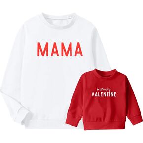 UNIQUEONE Mommy and Me Valentines Outfits - Valentines Day Shirt Letter Print Crewneck Pullover Sweatshirt Baby Clothes
