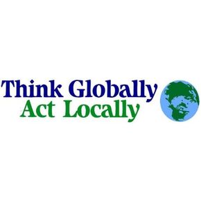 Think Globally, Act Locally - Environmental Bumper Sticker/Decal (11" X 2.5")