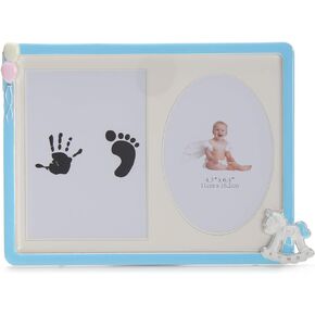 Lasody Baby Handprint and Footprint Makers Kit Keepsake For Newborn Boys & Girls (4.3"x6.4"+5"x7"-Inkpad, Blue)